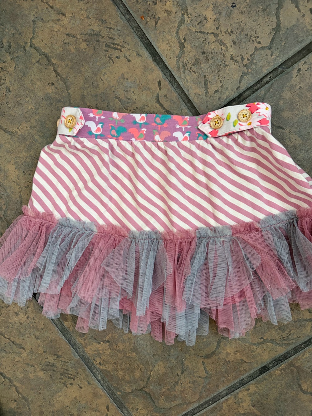 Matilda Jane Rooster Stripe Tulle Skirt Size 4 Happily Ever After